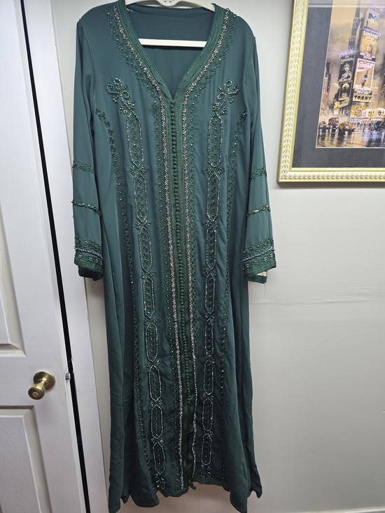 Dresses & Skirts - Embroidered Emerald Green Women's Long Dress